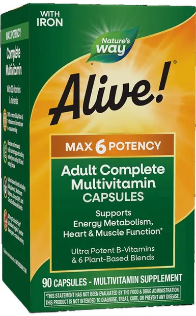 Alive Max6 Potency Multivitamin, fără fier, 90 capsule, Nature's Way