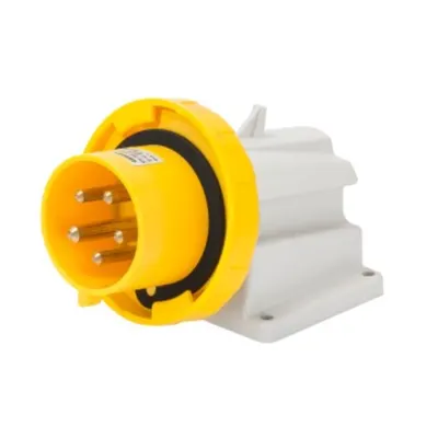 Stecher fisa industriala fixa 90° - IP67 - 2P+E 32A 100-130V 50/60HZ - YELLOW - 4H - Strangere cu surub