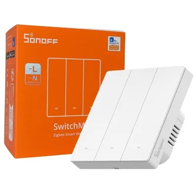 Intrerupator inteligent Sonoff ZBM5-3C-86W, 3 canale, 10A, Zigbee , Alb 6920075743081