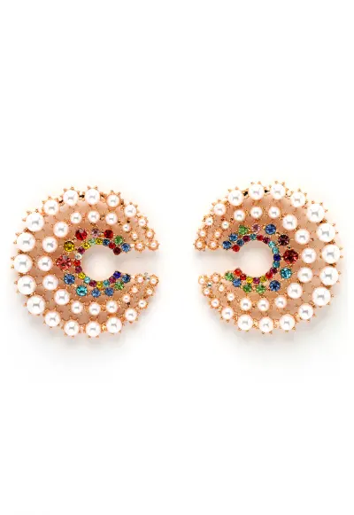 Cercei placati cu aur de 18K si decorati cu cristale - Multicolor