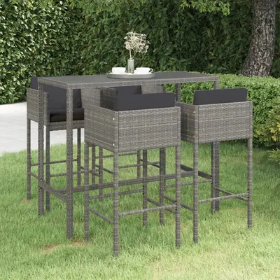 Gossi set mobilier bar de gradina cu perne, 5 piese, gri, poliratan