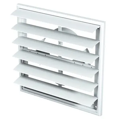 Grila PVC cu jaluzele gravitationale, 250x250mm, racord adjustabil 100-150mm