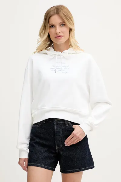 Calvin Klein Jeans hanorac cu glugă pentru femei, din bumbac