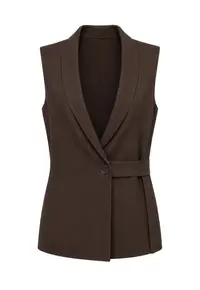 Vesta din bumbac si in - cu curea - casualqwfwqd - Maro