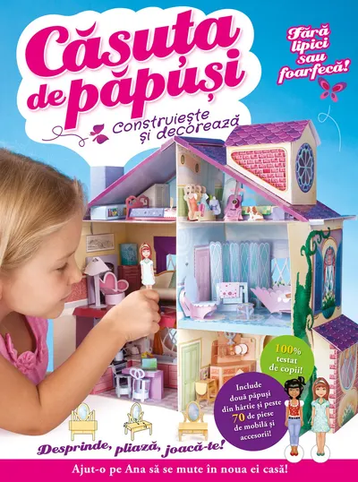 Casuta de papusi. Construieste si decoreaza. Fara lipici sau foarfeca