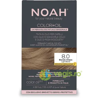 Vopsea de Par Permanenta pe Baza de Ulei 8.0 Blond Deschis (Light Blond) fara Amoniac 135ml