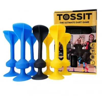 Joc de Darts cu Ventuze, Tossit, set de 7, albastru-galben
