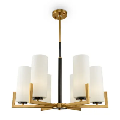 Lustra Fortano - H(min) 530mm, H(max) 754mm, ⌀ 670mm , White, 6 X E27 (40W), Metal, Glass, IP20, 5.5kg