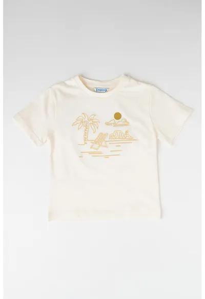 Tricou cu imprimeu tropical - Bej/Alb murdar