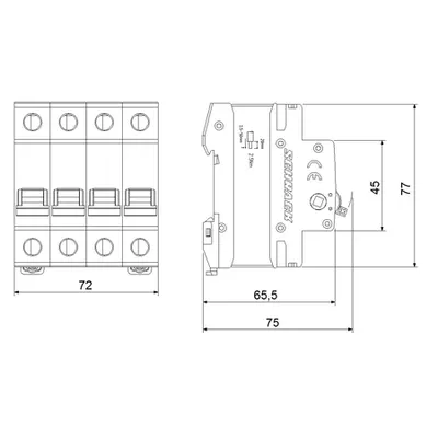 Comutator principal modular 125A, 4-poli