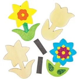 Flori din lemn cu magnet - Baker Ross