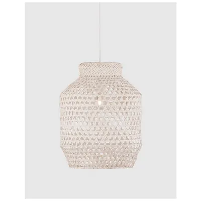 Lampa suspendata MIA Ivory Bamboo Alb Fabric Wire & Baza LED E27 1x12 Wat 230 Volt IP20 Fara bec