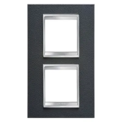 Placa ornament CProiector HORUS LUX international - IN TECHNOPOLYMER LEATHER FINISHING - 2+2 modul VERTICAL CENTRE DISTANCE 71mm - BLACK - CProiector HORUS