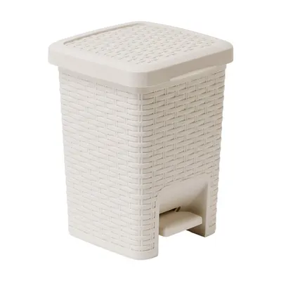 Coș cu pedale pentru baie Addis Rattan Pedal Bin Calico, 6 l, crem