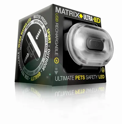 Zgarda caini Max & Molly, neagra, impermeabila, cu LED-uri, 2.5 cm x 50 cm