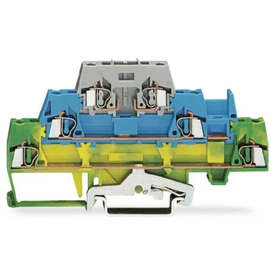 Triple-deck terminal block; for DIN-rail 35 x 15 and 35 x 7.5; 2.5 mm²; CAGE CLAMP®; 2,50 mm²; green-yellow/blue/gray