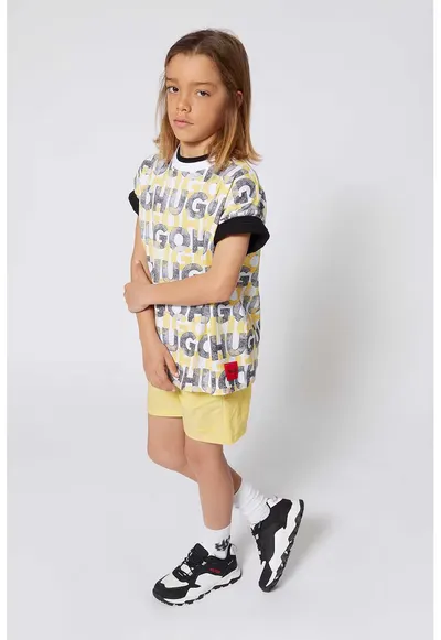 Tricou cu imprimeu monograma - Galben