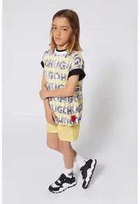 Tricou cu imprimeu monograma - Galben