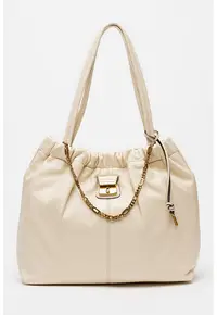 Geanta tote din piele The Cristina - Alb fildes