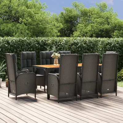 Gossi set mobilier de gradina cu perne, 9 piese, negru, poliratan