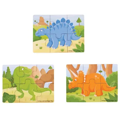 3 puzzle-uri din câte 6 piese de lemn
