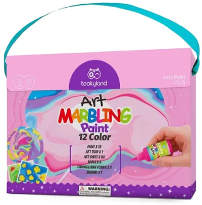 Set de desen Tooky Land - Picturi pe marmură cu 12 creioane colorate