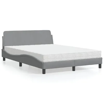 vidaXL Pat cu saltea, Dover, gri deschis, 140x190 cm, textil