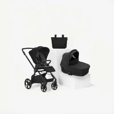 Carucior 2 in 1, Jane, Muum 5, Premium, Cadru din aluminiu, Cu landou, Reversibil, Pana la 22 kg, Conform cu EN 1888-2:2018+A1:2023, Coal