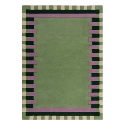 Covor verde/mov țesut manual din lână 120x170 cm Kai Wool Border – Flair Rugs