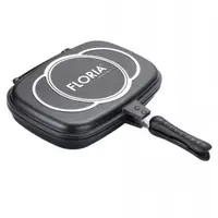 Tigaie Dubla Antiaderenta cu Garnitura din Silicon, Diametru 30 cm, Negru
