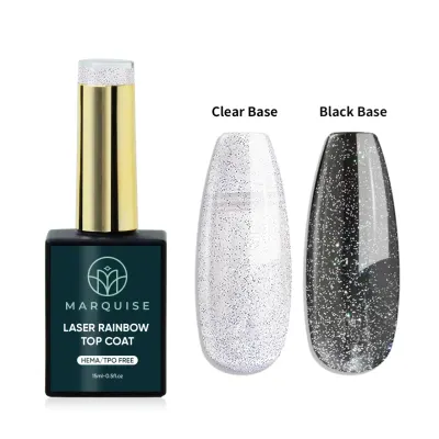 Top Coat Laser Rainbow HEMA/TPO FREE, Marquise, Argintiu, 15 ml