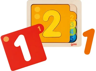Puzzle din lemn in straturi Goki - Cifre