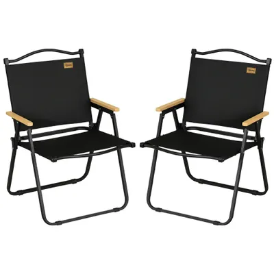 Outsunny Set 2 Scaune de Camping și Plajă Pliabile cu Cotiere, 54x59x78 cm, Negru | Aosom Romania
