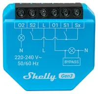 Releu inteligent Shelly – 2L Gen3, 2 canale, fără nul, albastru