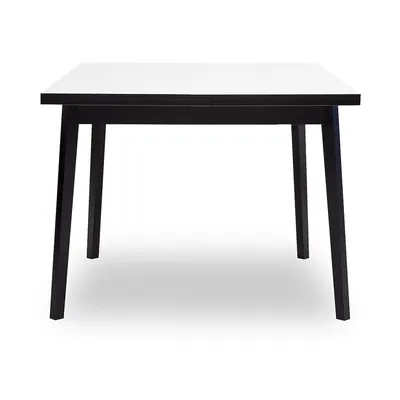 Masă de dining albă-neagră extensibilă cu aspect de lemn de stejar Hammel Single, 90 x 90 cm