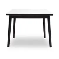 Masă de dining albă-neagră extensibilă cu aspect de lemn de stejar Hammel Single, 90 x 90 cm