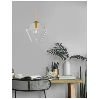 Lampa suspendata PRISMA Auriu Metal Sticla clara LED E27 1x12 Wat 230 Volt IP20 Fara bec