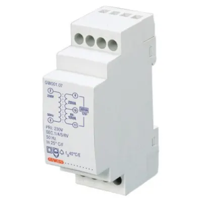 Transformator sonerie - 5VA 230/4+8=12V - 2 module