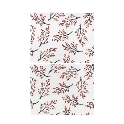 Suporturi de farfurii cu model de Crăciun 2 buc 45x35 cm Rowan Berries - Butter Kings