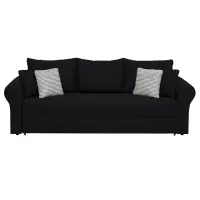 Canapea SARA II extensibila, 3 locuri, cu lada depozitare, negru + MZ mini rosu, 235x90x75 cm
