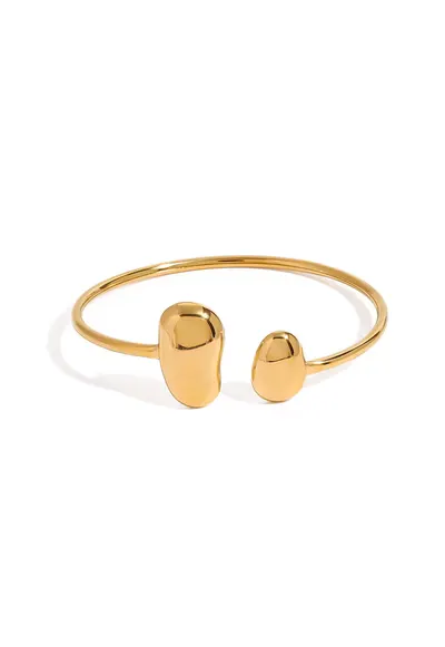 Bratara reglabila din otel inoxidabil placata cu aur galben 18K - design minimalist - diametru 6 cm