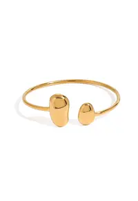 Bratara reglabila din otel inoxidabil placata cu aur galben 18K - design minimalist - diametru 6 cm