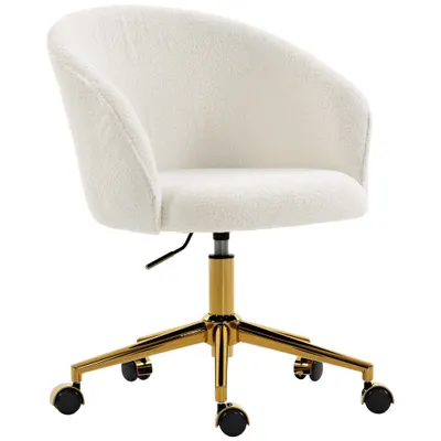 HOMCOM Scaun de birou, fotoliu de birou ergonomic reglabil pe înălțime, șezut pivotant, bază din oțel, crem | Aosom Romania