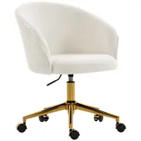 HOMCOM Scaun de birou, fotoliu de birou ergonomic reglabil pe înălțime, șezut pivotant, bază din oțel, crem | Aosom Romania