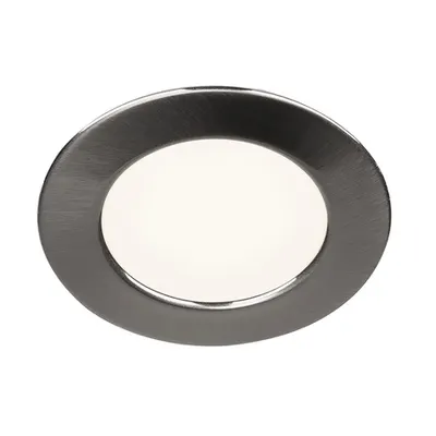 Spot incastrat, DL 126 Ceiling lights, grey recessed fitting, LED, 3000K, round, brushed metal, 2.8 W, incl. leaf springs