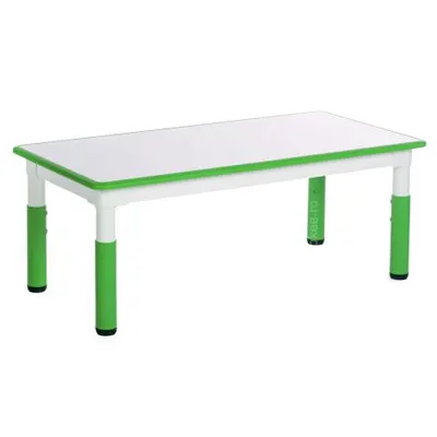 Masa dreptunghiulara alb-verde din plastic reglabila marimea 1-3 pentru gradinita