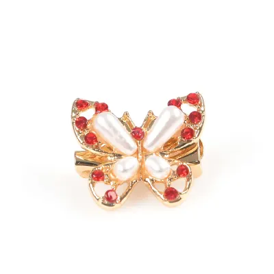 Brosa martisor fluture delicat cu pietre rosii
