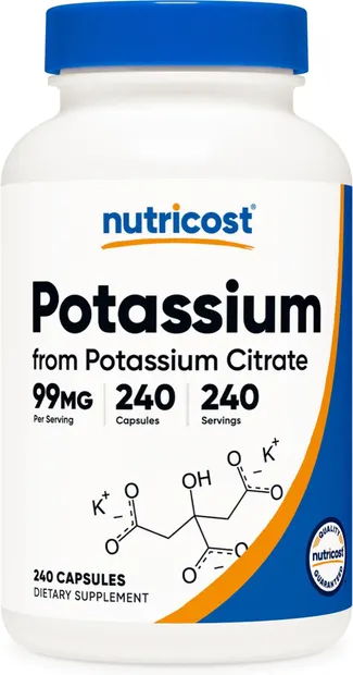 Potassium, 99 mg, 240 capsule , Nutricost