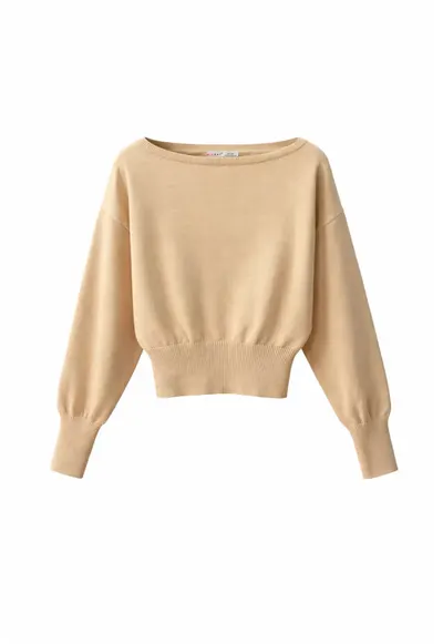 Pulover dama asimetric - tiv reiat - bej natural - 100% poliester - UNI