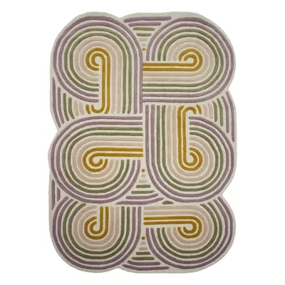 Covor verde țesut manual din lână 140x200 cm Spiral Shaped – Flair Rugs